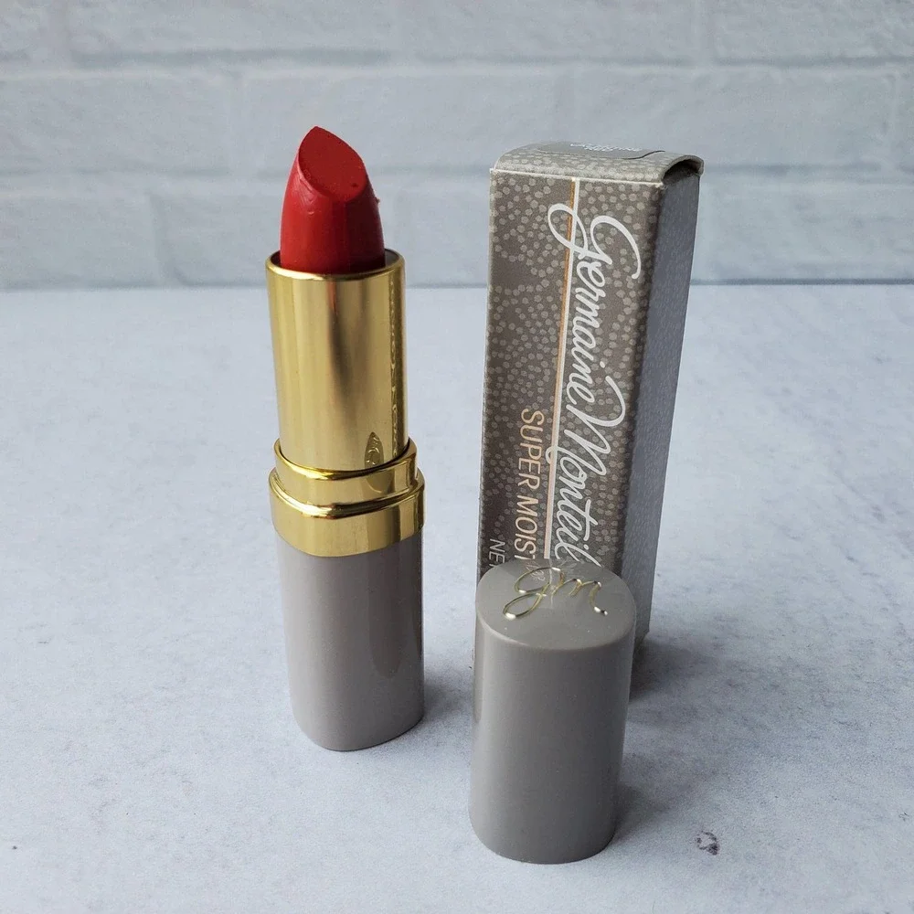 Germaine Monteil Super Moist Lipstick VALENTINE RED 1980s Tone Vanity Display